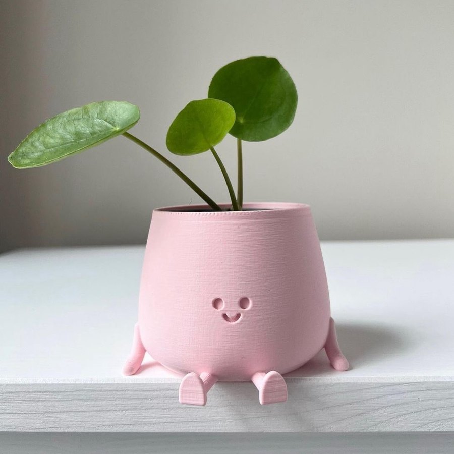 Macetas con carita y patitas impresas en 3D